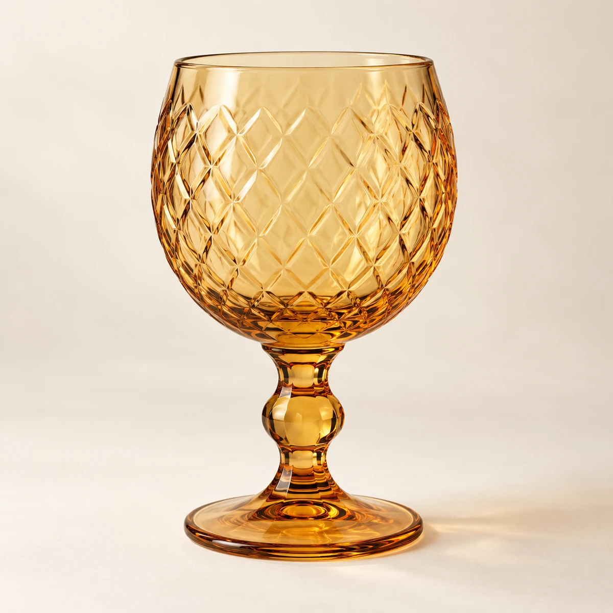 Diamond embossed amber glassware