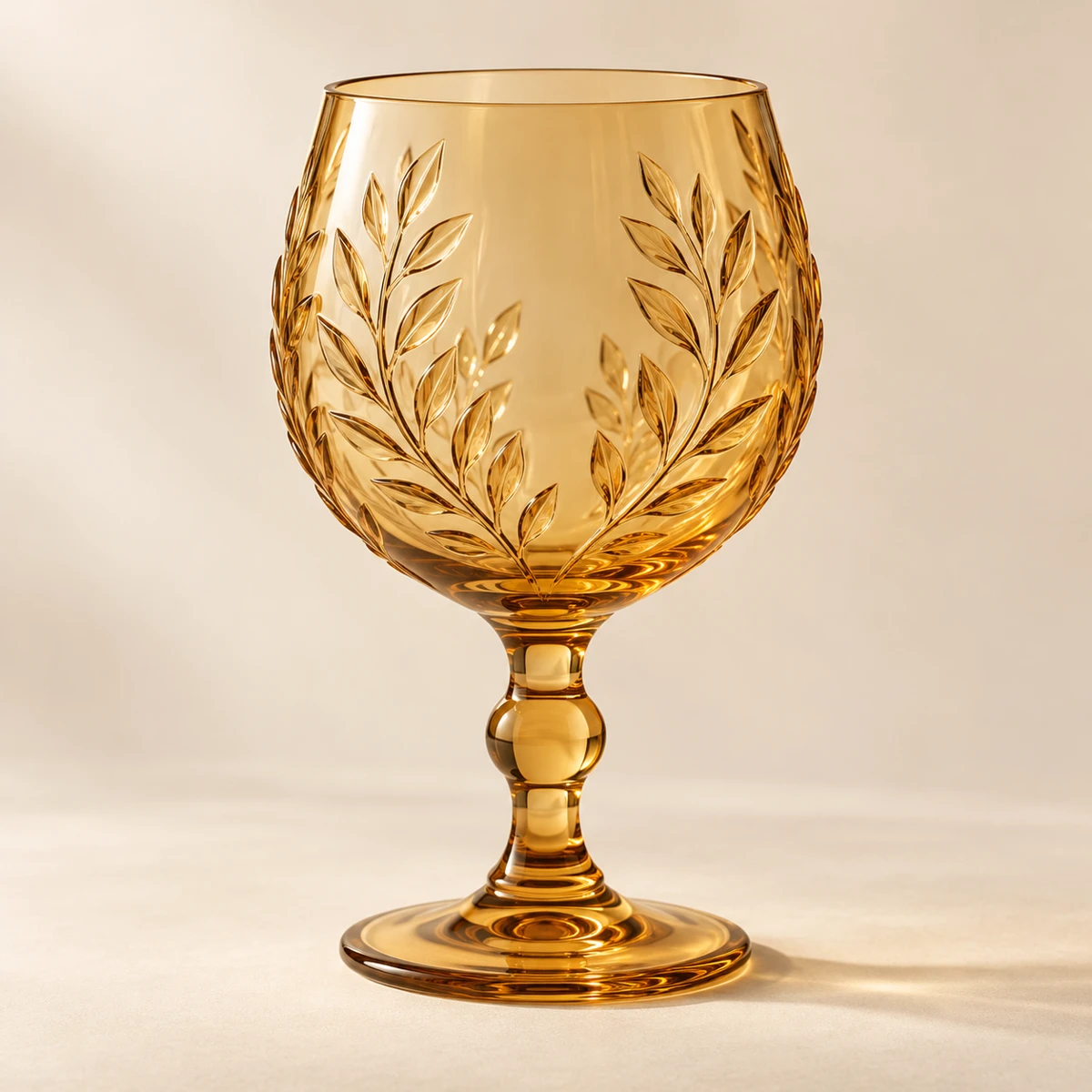 Botanical embossed amber glassware