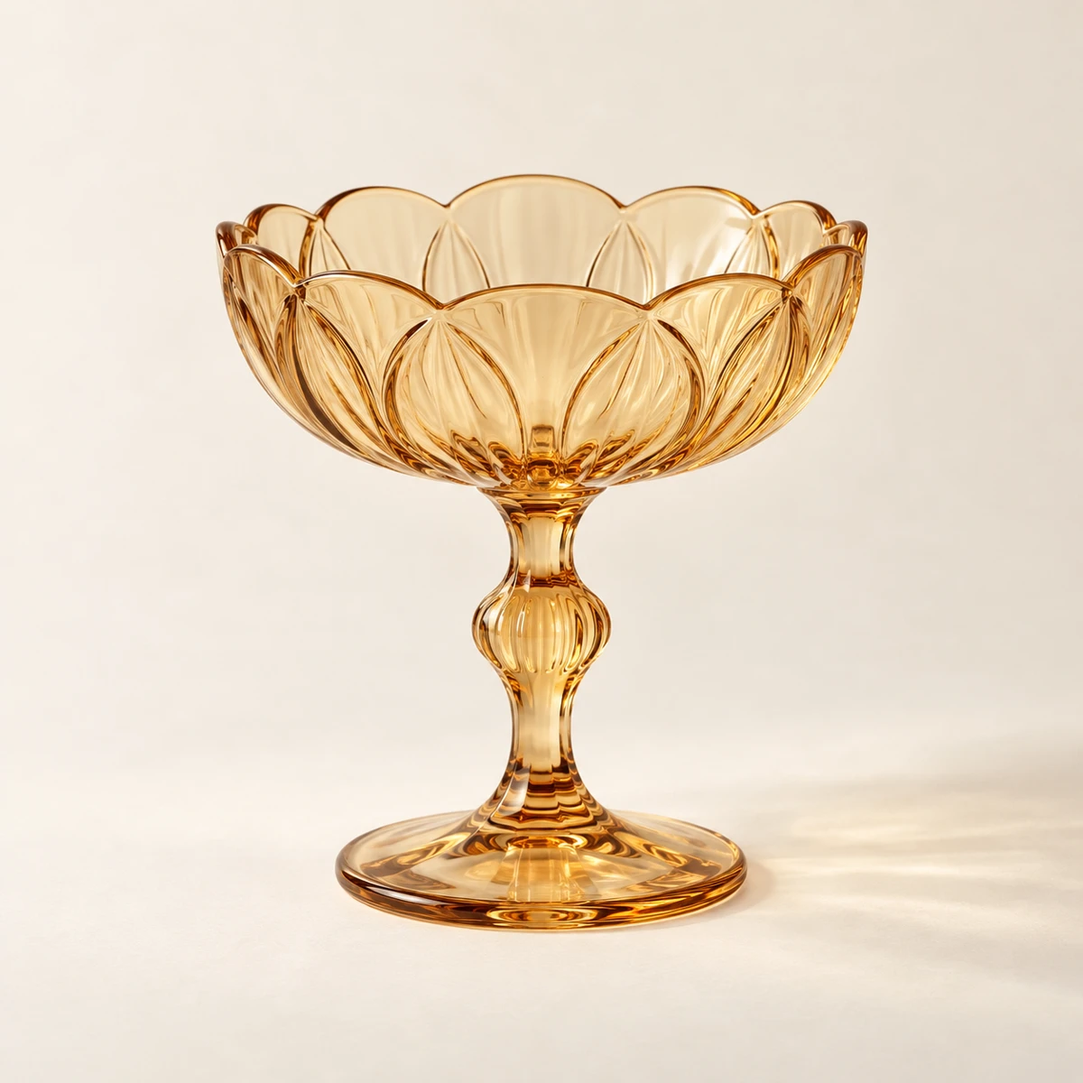 Petal Coupe — Light Amber, scalloped coupe · petal relief