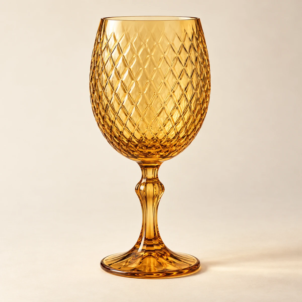 Prism Wine Glass — Golden Amber, oval wine bowl · fine diamonds